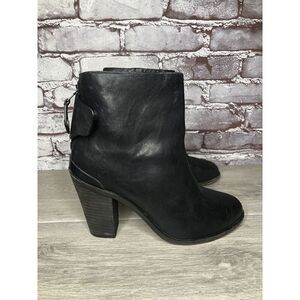 Rag & Bone Black Leather Ankle Back Zip Heel Booties Women Sz 39.5EU/9M US